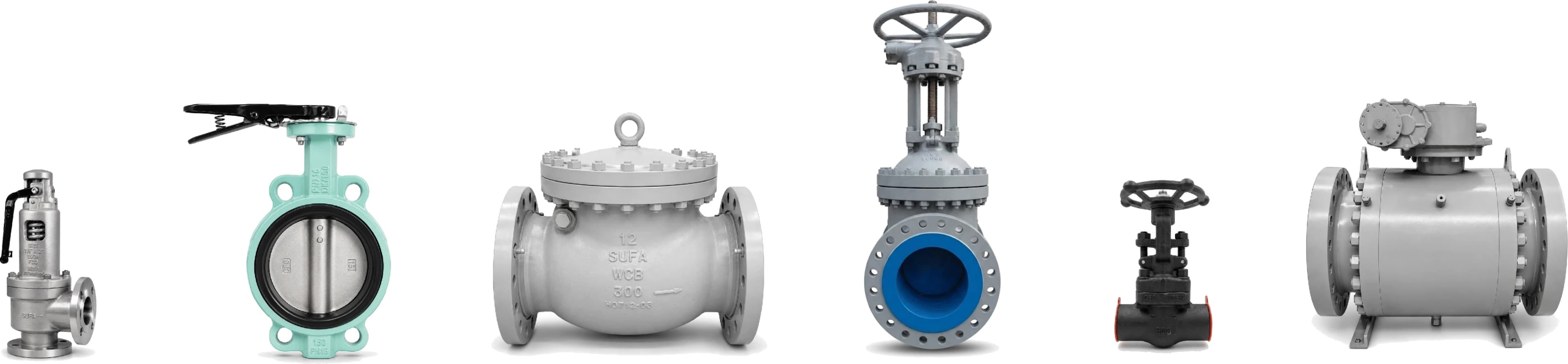 Industrial valves — safety, butterfly, check, gate, globe, and ball valves